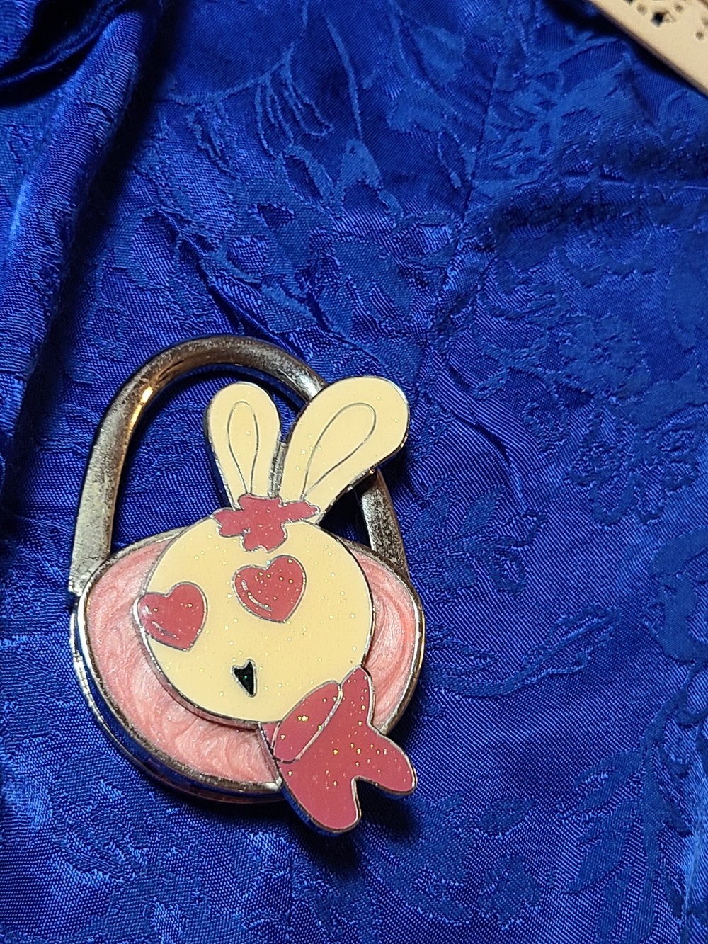 Vintage Bunny Heart-Eyes Bag Hook - Pink & Cream